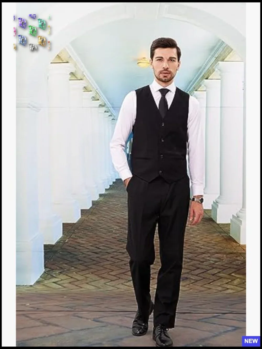 Slim Fit Tuxedo Suit Three Piece Set Modern Fitted Wedding Party Blazer